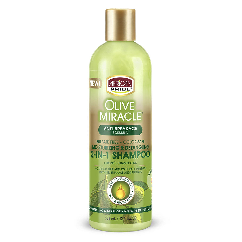 African Pride Olive Miracle Anti breakage 2 In 1 Hair Shampoo And Conditioner, 12 Oz